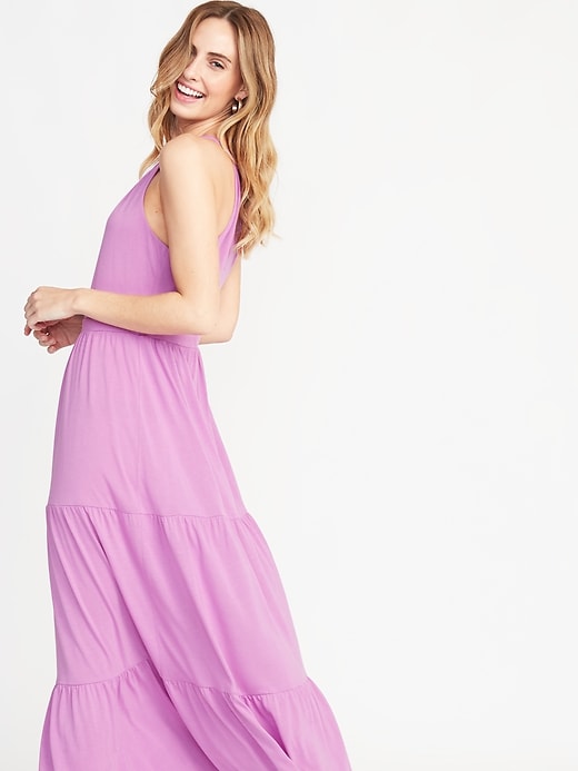 Image number 3 showing, Waist-Defined Tiered Jersey Maxi for Women