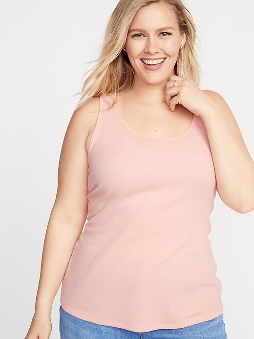 Image number 1 showing, First-Layer Fitted Plus-Size Rib-Knit Tank