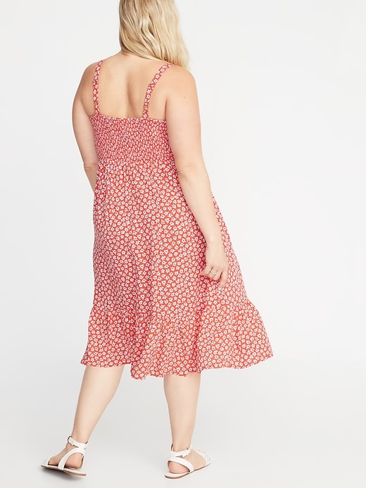 Image number 2 showing, Daisy-Print Fit & Flare Plus-Size Cami Midi Dress