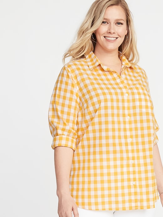 Image number 1 showing, Patterned No-Peek Plus-Size Classic Shirt