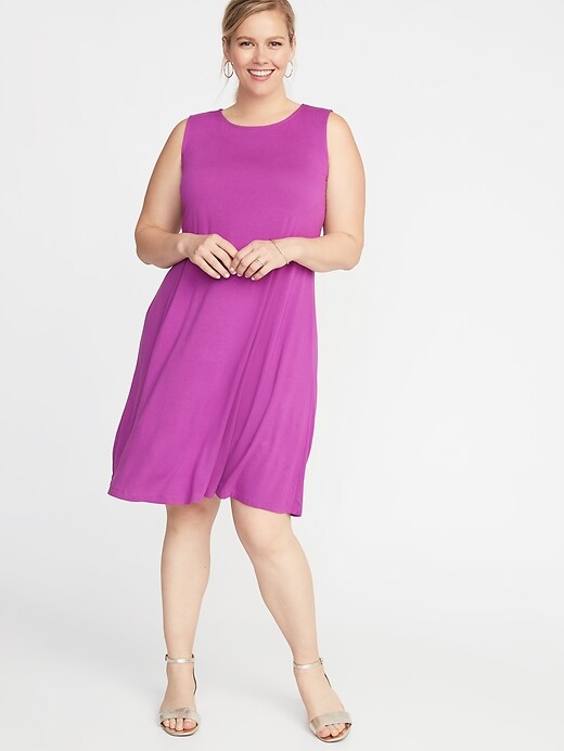 Image number 1 showing, Sleeveless Plus-Size Jersey Swing Dress