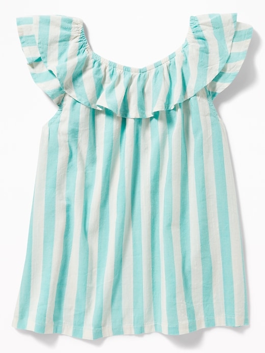 View large product image 2 of 3. Striped Ruffle-Trim Swing Top for Girls