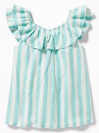View large product image 3 of 3. Striped Ruffle-Trim Swing Top for Girls