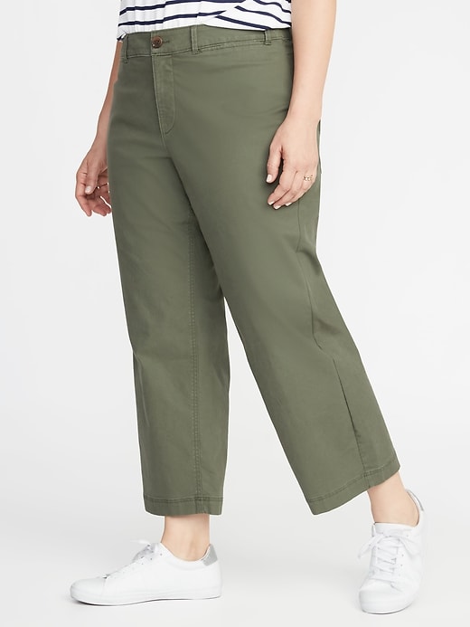 Image number 1 showing, High-Waisted Secret-Slim Plus-Size Wide-Leg Chinos