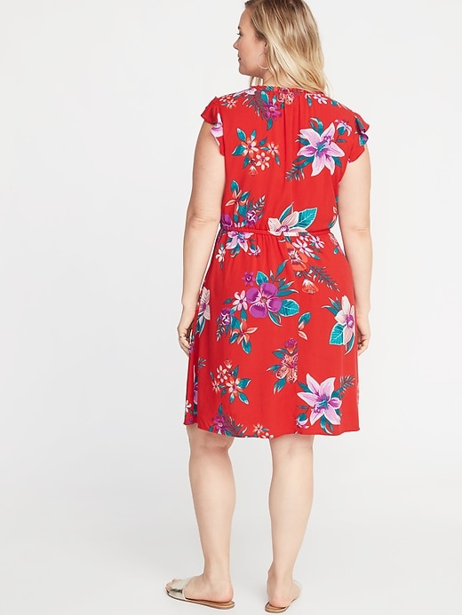 Image number 2 showing, Ruffled Waist-Defined Plus-Size Dress