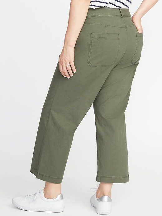 Image number 2 showing, High-Waisted Secret-Slim Plus-Size Wide-Leg Chinos