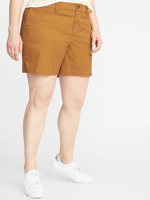 View large product image 1 of 3. Mid-Rise Plus-Size Twill Everyday Shorts - 7-Inch Inseam