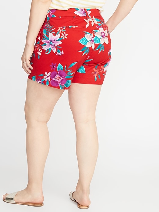 View large product image 2 of 3. Mid-Rise Printed Plus-Size Everyday Shorts - 5-Inch Inseam