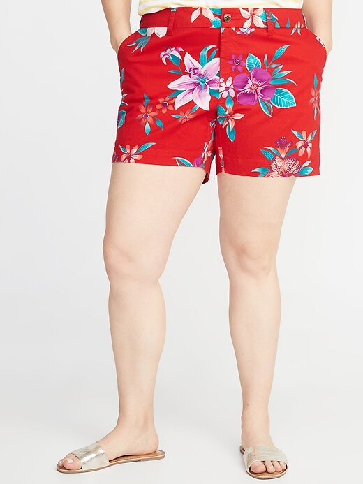 View large product image 1 of 3. Mid-Rise Printed Plus-Size Everyday Shorts - 5-Inch Inseam