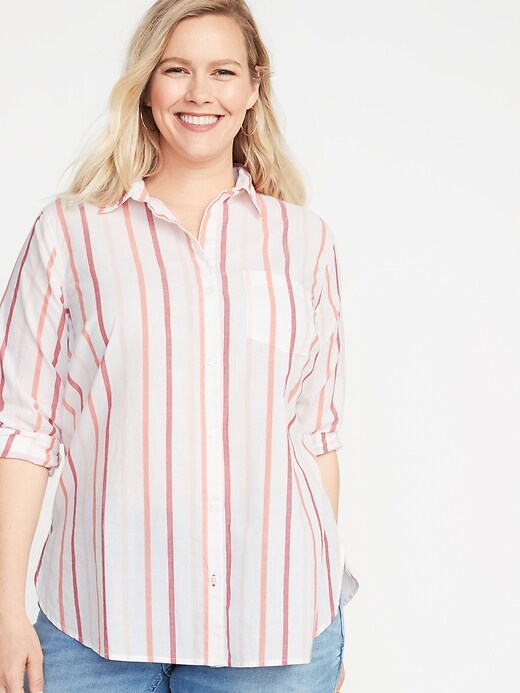 View large product image 1 of 1. Patterned No-Peek Plus-Size Classic Shirt
