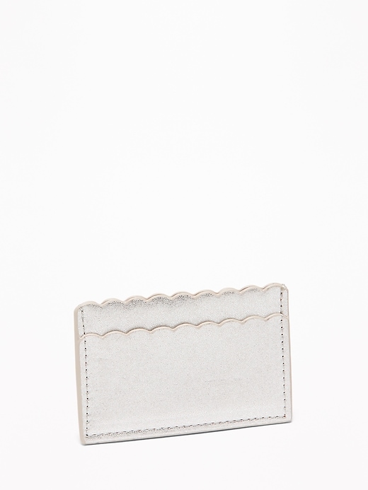 View large product image 1 of 1. Scalloped-Edge Faux-Leather Card Holder for Women