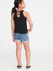 View large product image 3 of 3. Strappy Cross-Back Jersey Tank for Girls