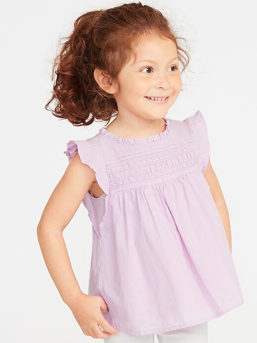 View large product image 1 of 1. Ruffled Lace-Trim Top for Toddler Girls