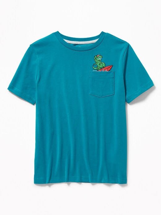 View large product image 1 of 1. Relaxed Embroidered-Graphic Pocket Tee For Boys