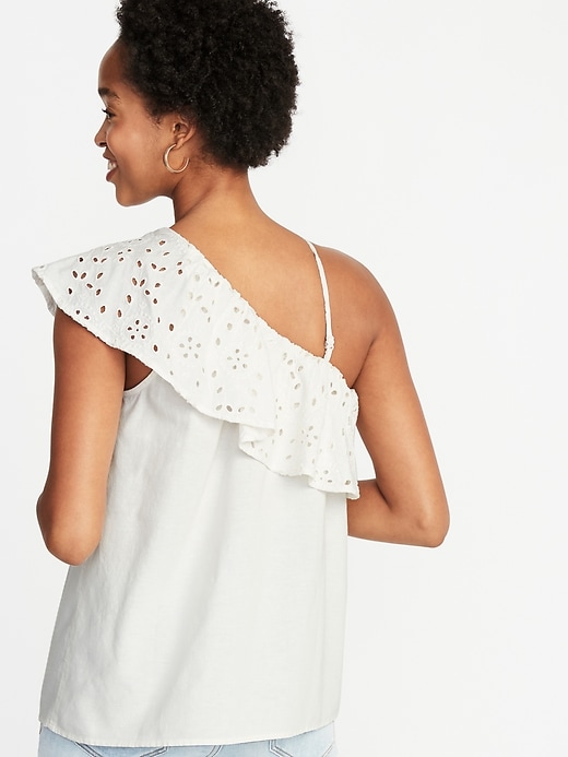 Image number 2 showing, One-Shoulder Ruffle-Trim Top for Women