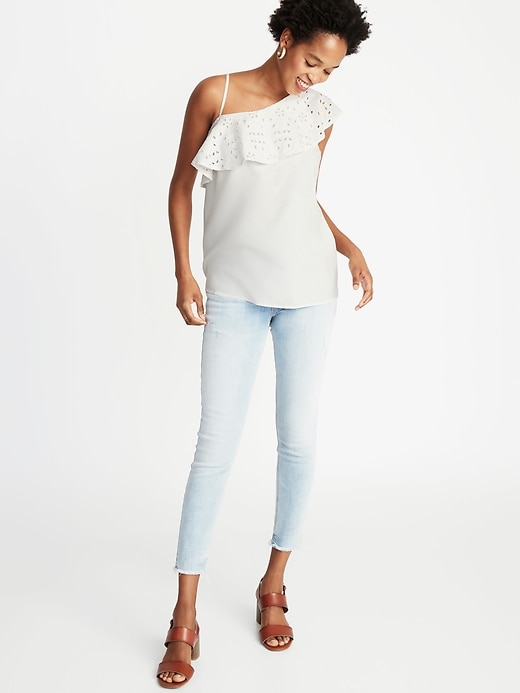 Image number 3 showing, One-Shoulder Ruffle-Trim Top for Women