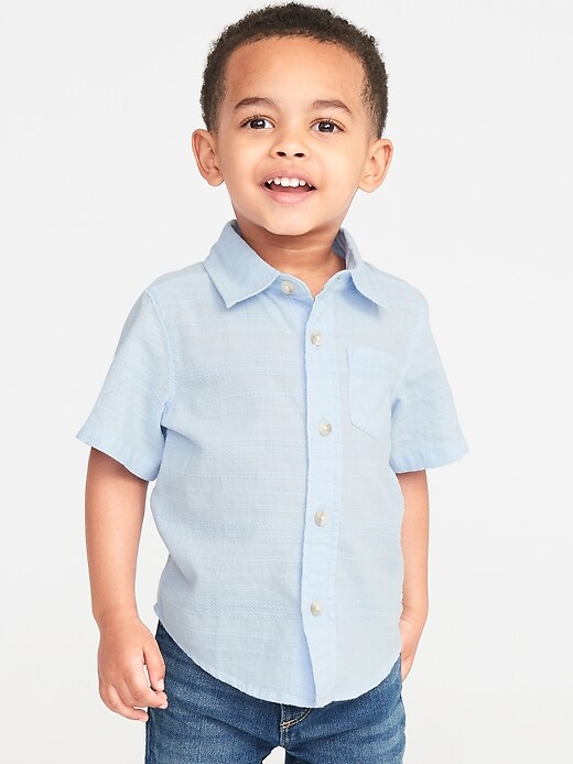 View large product image 1 of 1. Soft-Washed Dobby Shirt for Toddler Boys