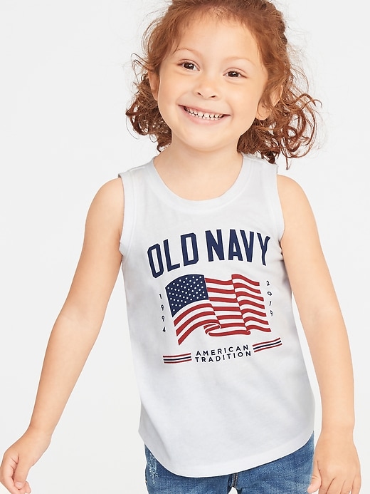 View large product image 1 of 1. 2019 Flag-Graphic Muscle Tank for Toddler Girls