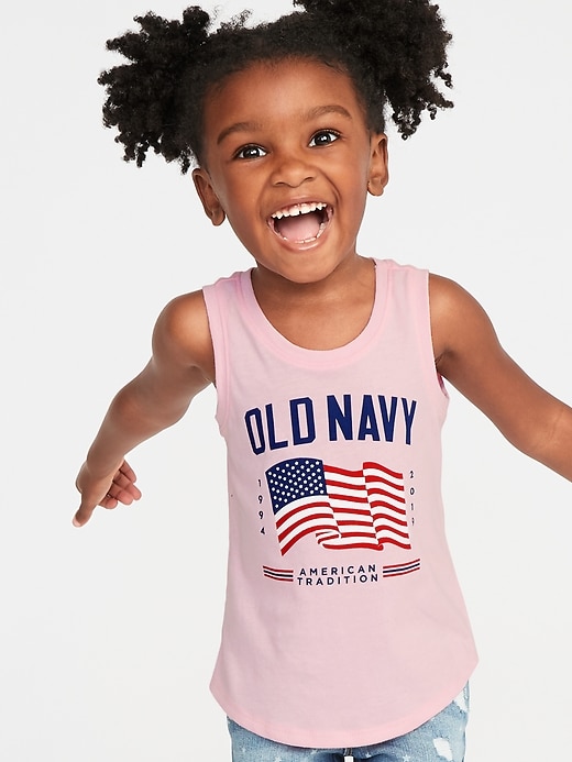 View large product image 1 of 3. 2019 Flag-Graphic Muscle Tank for Toddler Girls