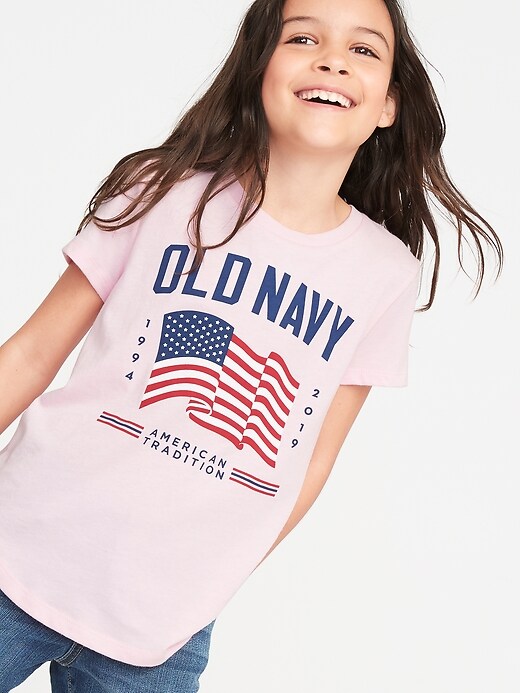 View large product image 1 of 3. 2019 Flag Graphic Tee for Girls
