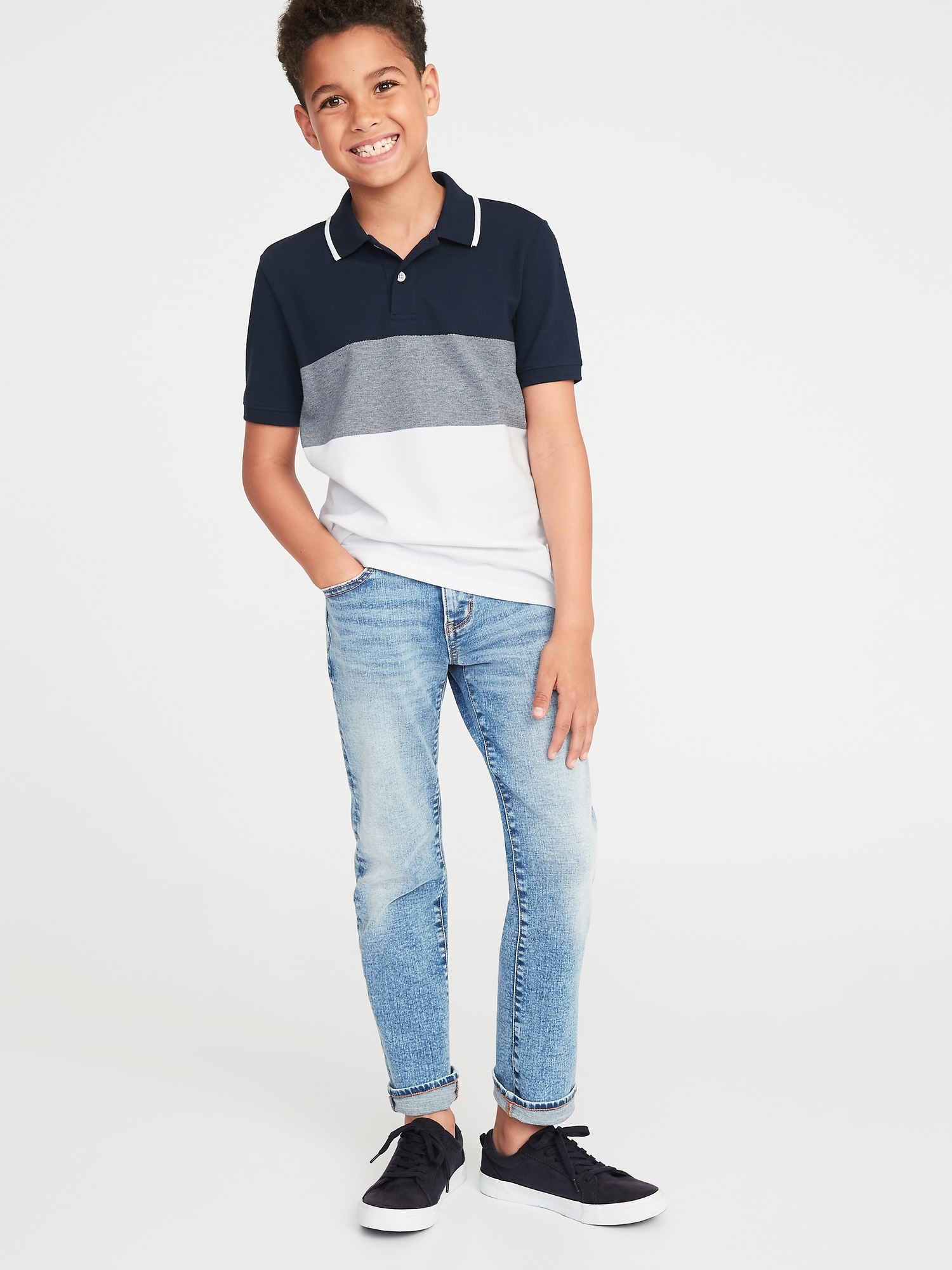 Built-In Flex Color-Blocked Pique Polo for Boys | Old Navy