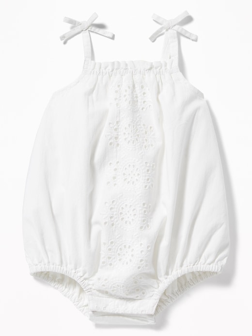 View large product image 1 of 2. Tie-Shoulder Cutwork Bubble for Baby