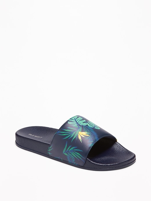 View large product image 1 of 3. Faux-Leather Pool Slide Sandals