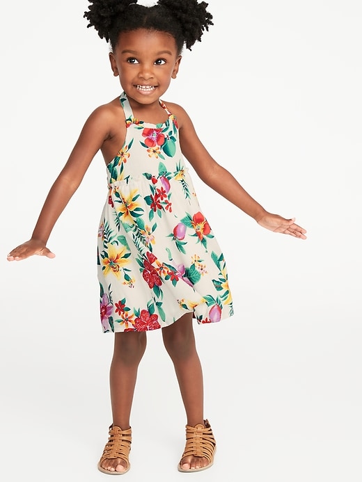 View large product image 1 of 3. Printed Ruffle-Trim Halter Midi Dress for Toddler Girls
