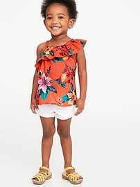 View large product image 3 of 4. One-Shoulder Ruffle-Trim Swing Top for Toddler Girls