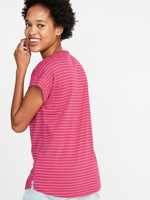 Image number 2 showing, Relaxed Dolman-Sleeve Striped Tee for Women