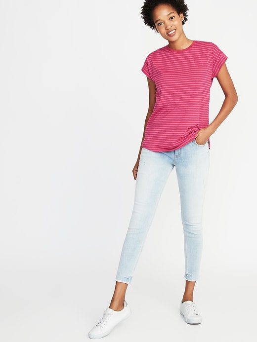 Image number 3 showing, Relaxed Dolman-Sleeve Striped Tee for Women