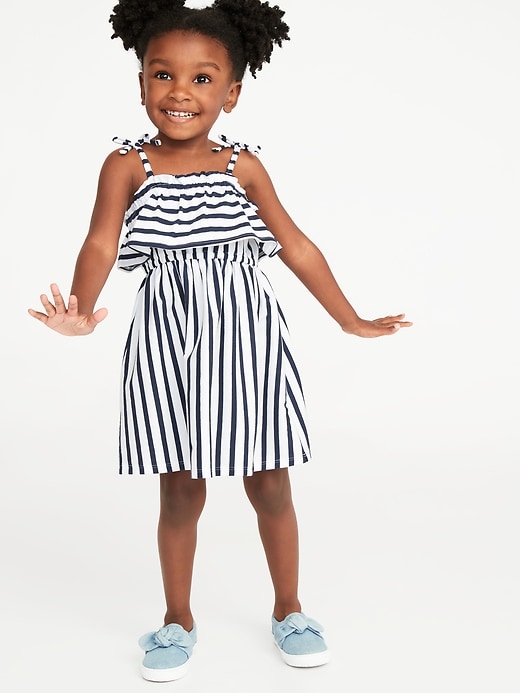 View large product image 1 of 1. Printed Jersey Ruffled Fit & Flare Dress for Toddler Girls