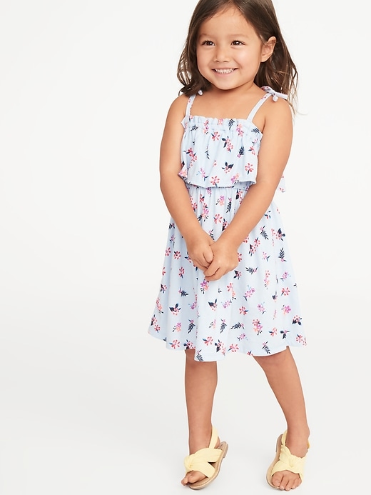View large product image 1 of 1. Printed Jersey Ruffled Fit & Flare Dress for Toddler Girls