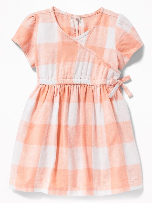 View large product image 1 of 2. Faux-Wrap Linen-Blend Dress for Baby