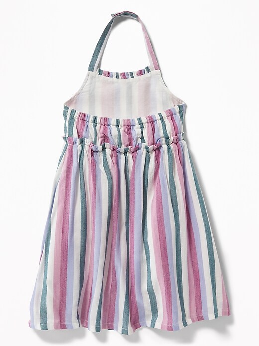 View large product image 2 of 3. Striped Ruffle-Trim Halter Midi Dress for Toddler Girls