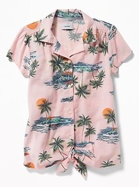 View large product image 3 of 3. Patterned Tie-Hem Getaway Shirt for Girls