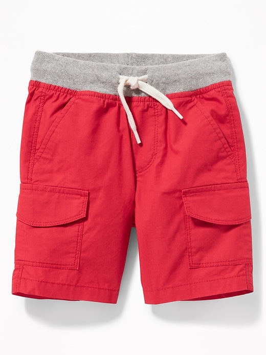 View large product image 1 of 1. Functional Drawstring Rib-Knit Waist Cargo Shorts for Toddler Boys