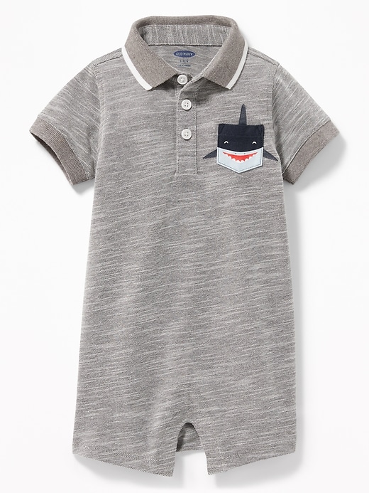 View large product image 1 of 2. Pique Polo Pocket One-Piece for Baby