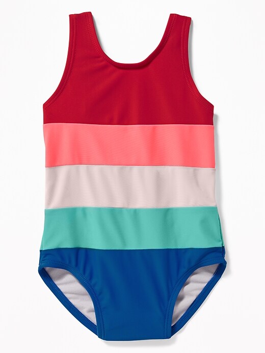 View large product image 1 of 2. Color-Blocked Swimsuit for Toddler Girls