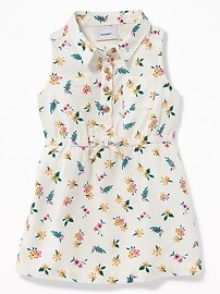 View large product image 3 of 3. Sleeveless Floral Shirt Dress for Toddler Girls
