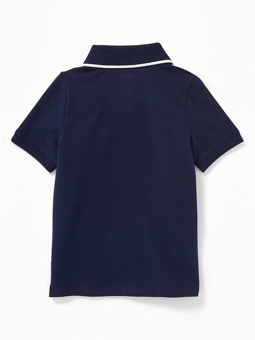 View large product image 2 of 3. Built-In Flex Chest-Stripe Pique Polo for Toddler Boys