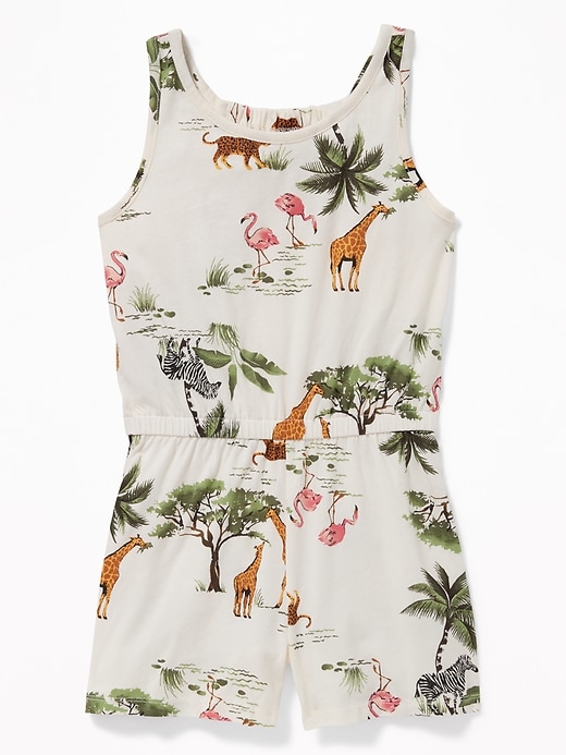 View large product image 2 of 2. Printed Jersey Racerback Romper for Girls
