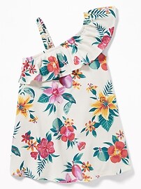 View large product image 3 of 3. One-Shoulder Floral Swing Dress for Toddler Girls
