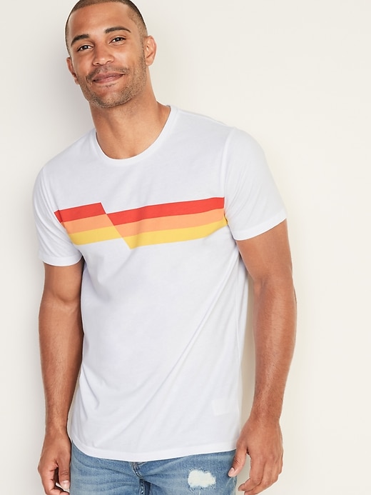 View large product image 1 of 1. Soft-Washed Chest-Stripe Tee
