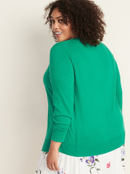 Image number 2 showing, Crew-Neck Button-Front Plus-Size Cardigan