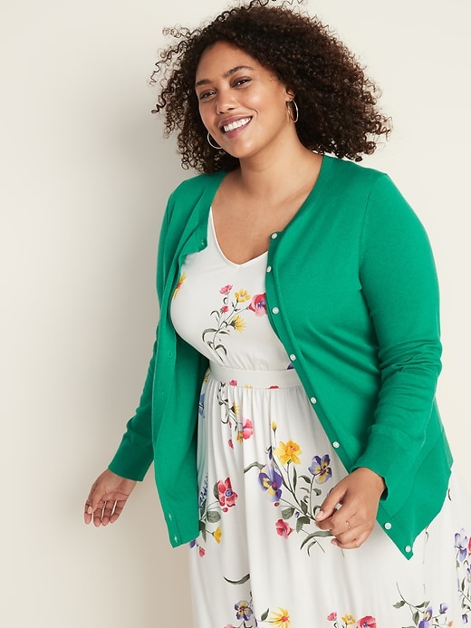 Image number 4 showing, Crew-Neck Button-Front Plus-Size Cardigan