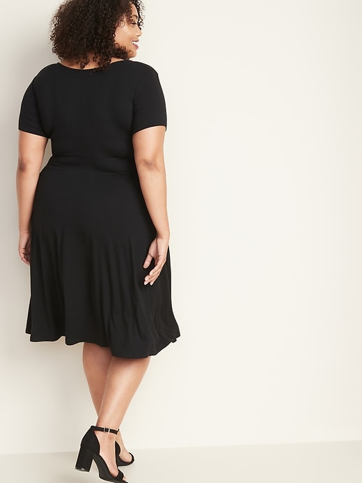 Image number 2 showing, Fit & Flare Tie-Front Plus-Size Dress
