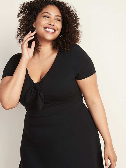 Image number 4 showing, Fit & Flare Tie-Front Plus-Size Dress
