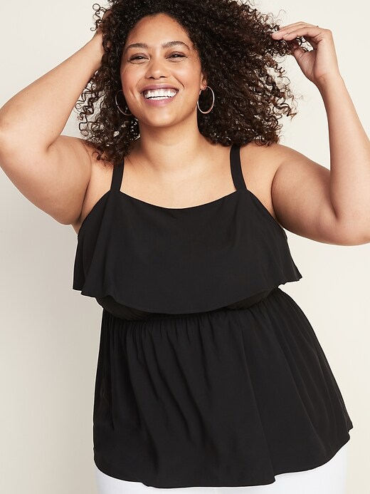 Image number 1 showing, Waist-Defined Plus-Size Ruffle-Trim Cami