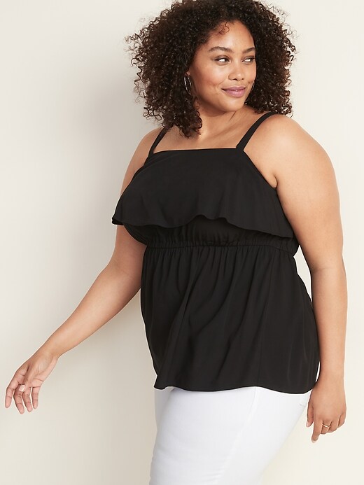 Image number 4 showing, Waist-Defined Plus-Size Ruffle-Trim Cami